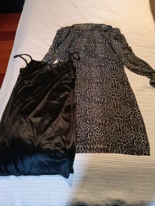 Vestido Mango Negro y Animal Print