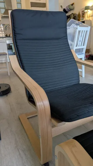 Sillón y Reposapiés IKEA Poäng Negro