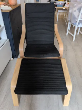 Sillón y Reposapiés IKEA Poäng Negro