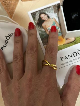 Anillo Pandora Dorado Símbolo infinito  Baño 14k