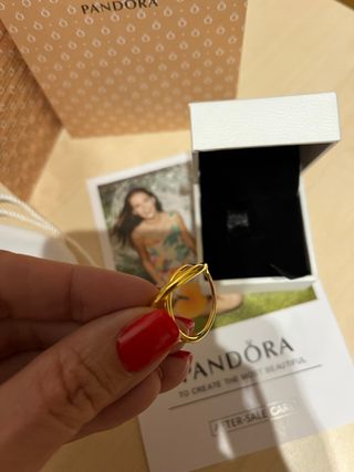 Anillo Pandora Dorado Símbolo infinito  Baño 14k