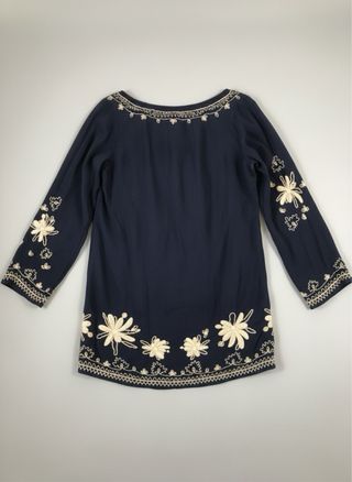 Free People Vestido Boho Negro Bordado T. S