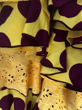 Vestido Flamenca Lunares Amarillo y buganvilla tal