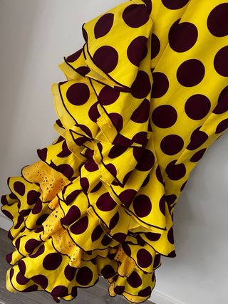 Vestido Flamenca Lunares Amarillo y buganvilla tal
