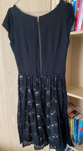 Vestido Mango Negro Encaje Fiesta Coctel