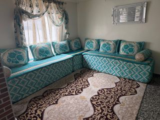 Salón Marroquí Beige y Turquesa en perfecto estado