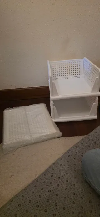 Organizador de cajones L gris y blanco