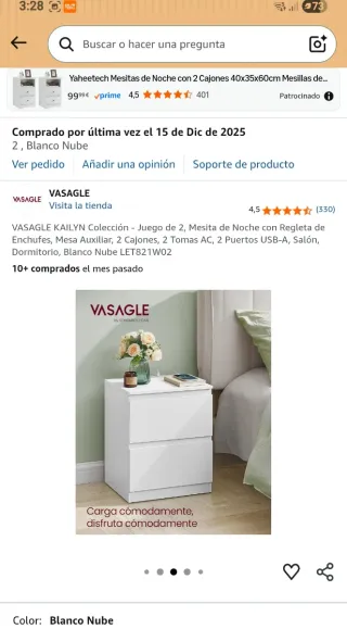 Mesitas de noche blancas de madera nuevas