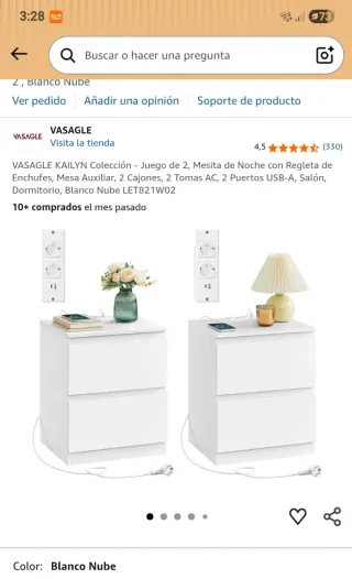 Mesitas de noche blancas de madera nuevas