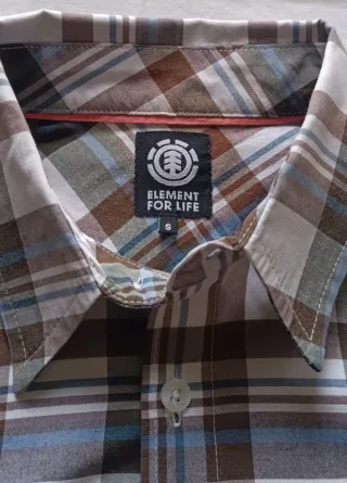 Camicia uomo Element a quadri marrone e bianca