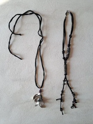 Lotto 2 collane tessuto metallo acciaio ametista