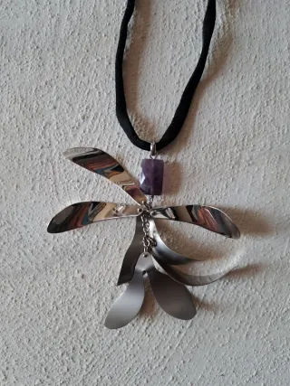 Lotto 2 collane tessuto metallo acciaio ametista