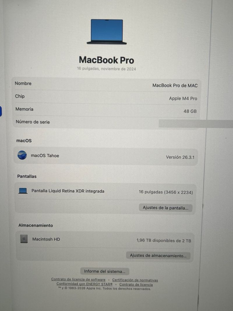 MacBook Pro 16 M4 Pro 2TB 2024 afbeelding 5