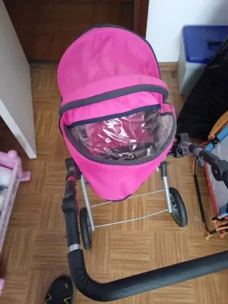 Cochecito de juguete grande rosa