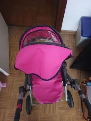 Cochecito de juguete grande rosa