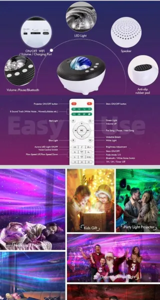 Proyector Luces Techo Aurora Boreal Estrellas