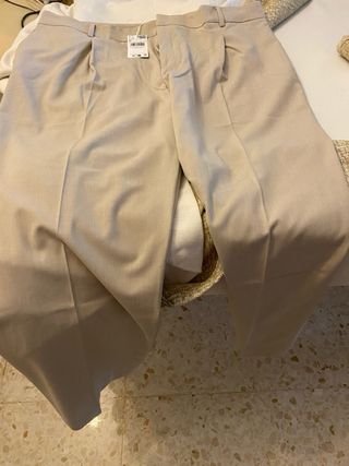 Pantalón Mango Mujer Beige