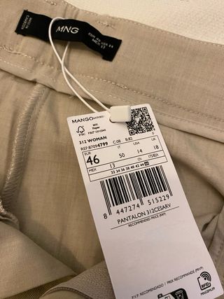Pantalón Mango Mujer Beige