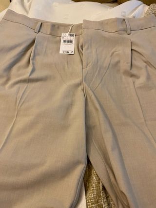 Pantalón Mango Mujer Beige