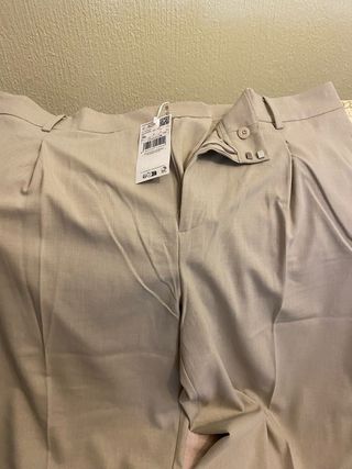 Pantalón Mango Mujer Beige