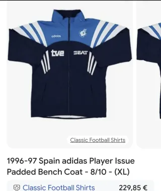 Abrigo Selección Española Euro 96 Adidas.