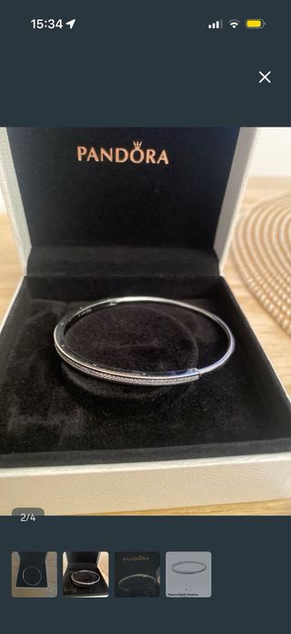 Pulsera rígida Pandora Signature I-D pavé