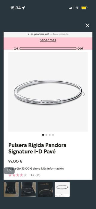 Pulsera rígida Pandora Signature I-D pavé