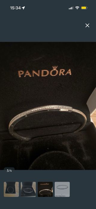 Pulsera rígida Pandora Signature I-D pavé
