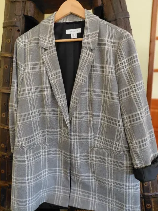 Chaqueta americana cuadros Primark gris