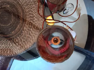 Pareja lámparas tubo mosaico boho/vintage