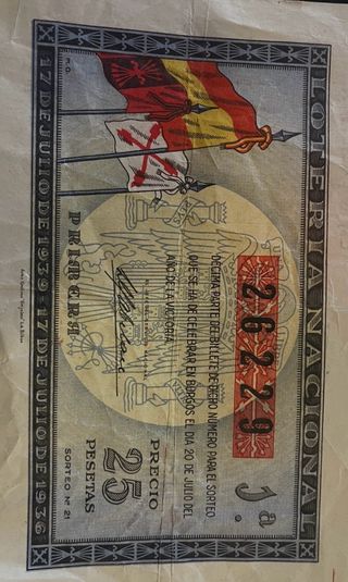 Décimo Lotería Nacional 17 Julio 1936