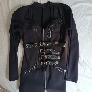 Chaqueta larga lycra/algodón con cremallera