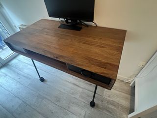 Scrivania industriale in legno e metallo