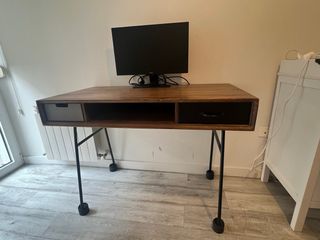 Scrivania industriale in legno e metallo