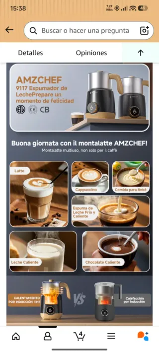 Calentador espumador de leche precintado