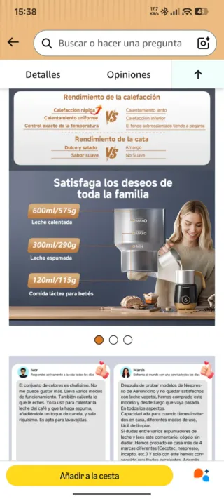 Calentador espumador de leche precintado