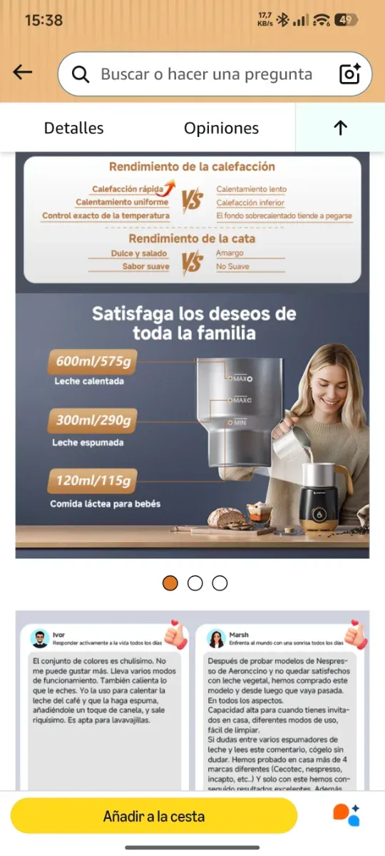Calentador espumador de leche precintado