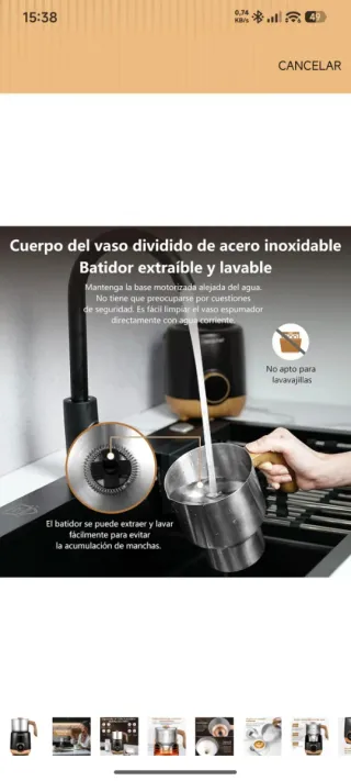 Calentador espumador de leche precintado