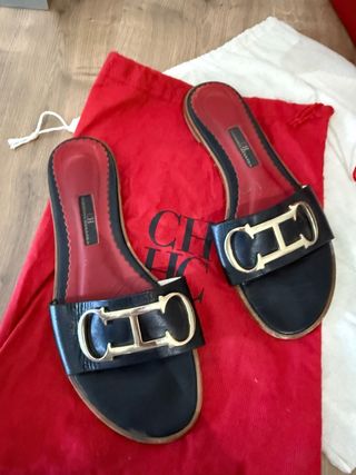 Sandalias CH Mujer Negro y Dorado