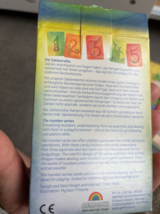 Juego de cartas con números GRIMM'S. Waldorf.