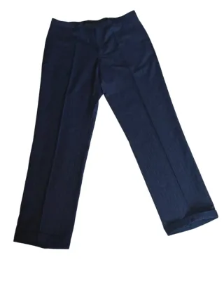 Pantaloni eleganti blu gessati con risvolto