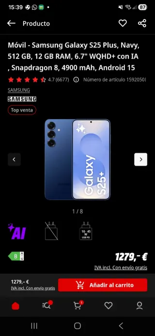 Samsung Galaxy S25 Plus 512GB Azul Marino