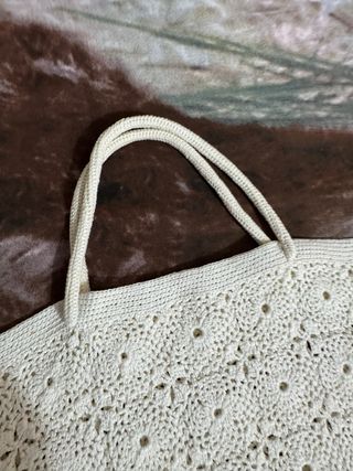 Bolso crochet vintage beige
