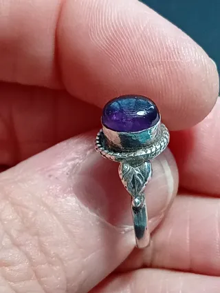 Anillo Plata Ley Amatista Ovalada