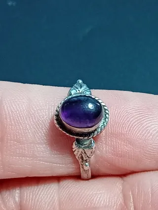 Anillo Plata Ley Amatista Ovalada
