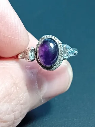 Anillo Plata Ley Amatista Ovalada