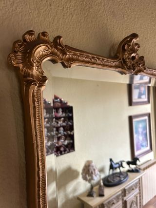 Espejo Antiguo Dorado Estilo Barroco