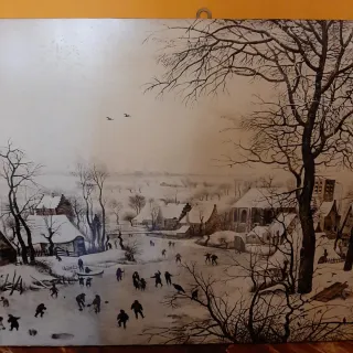 Dipinto Paesaggio invernale con pattinatori