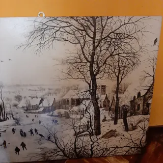 Dipinto Paesaggio invernale con pattinatori