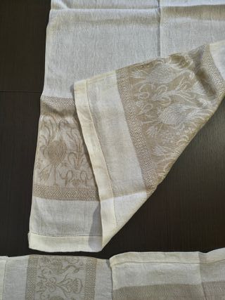 Set 2 tovagliette lino ricamate beige